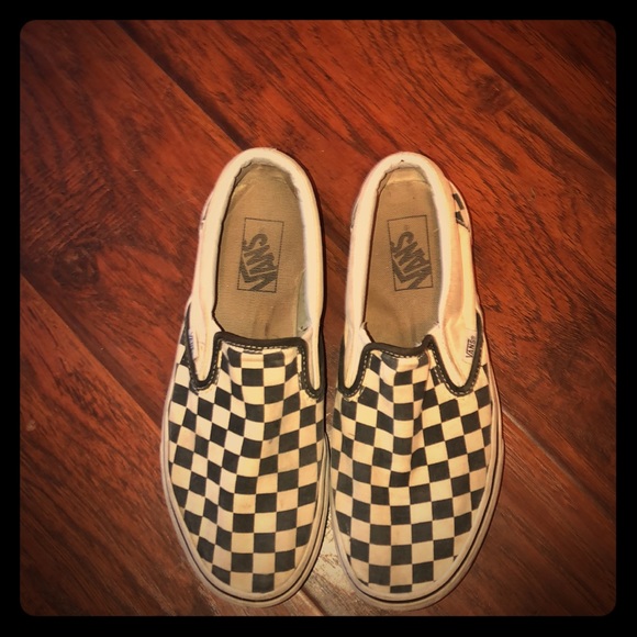 orange and black checkered vans
